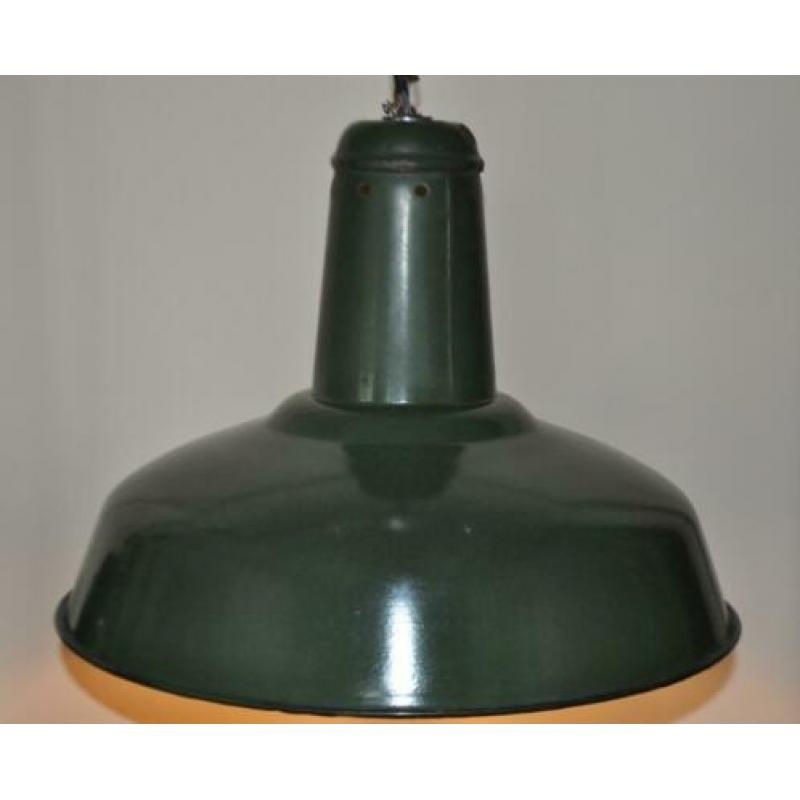 3 pcs vintage emaille industriële lamp. Jaren '40-'50.