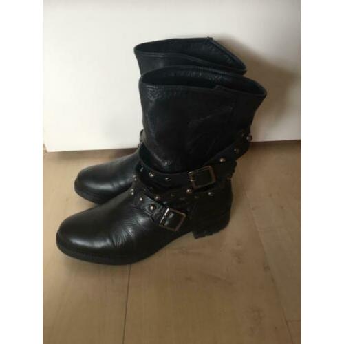 Zgst zwarte biker-boots SPM, met studs, 38