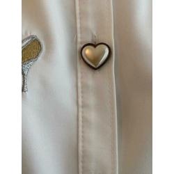 Vintage blouse met hartjes knopen L
