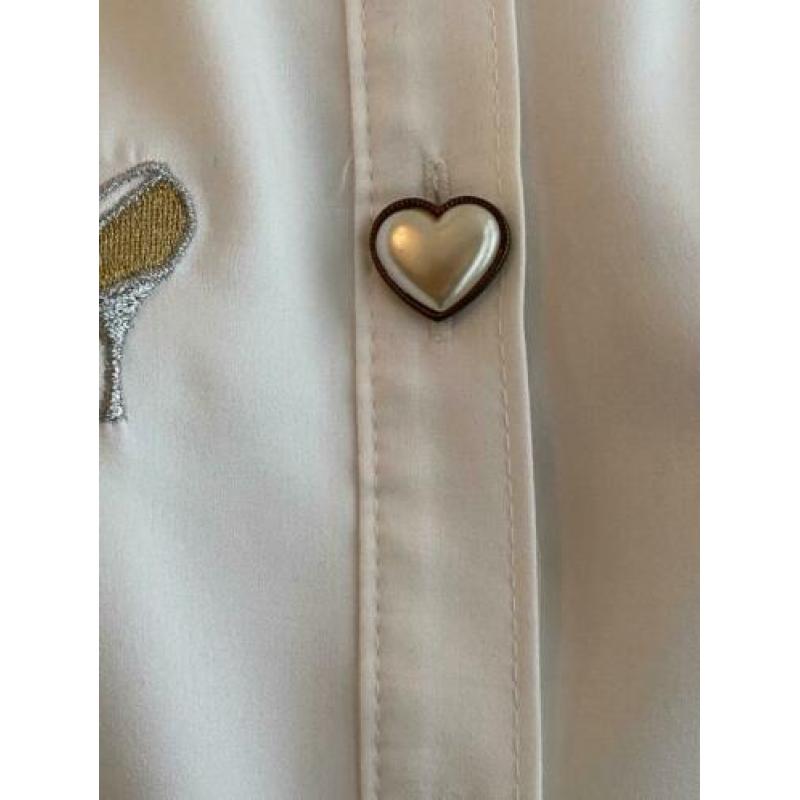 Vintage blouse met hartjes knopen L