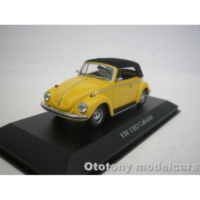 Vw Volkswagen 1302 Cabriolet 1970 Geel 1/43 Maxichamps