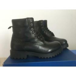 Armani Jeans, zwarte lederen heren boots, maat 43