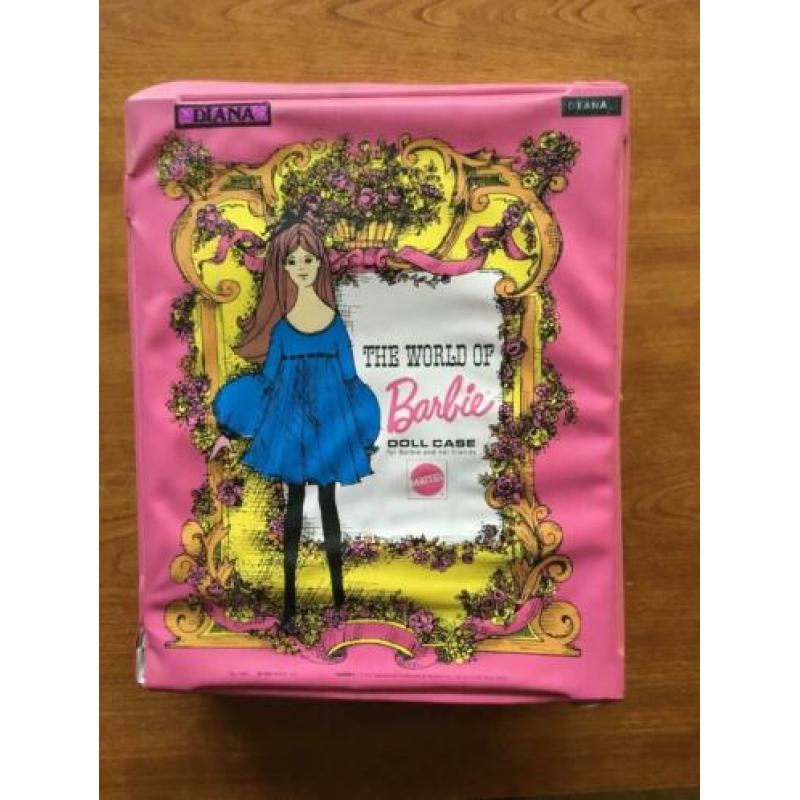 Barbie vintage koffer roze oud, jaren 70 kleren 2 barbie