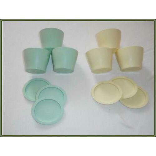 6 Mokken Bekers met bordje, 190 ml tupperware (D9)