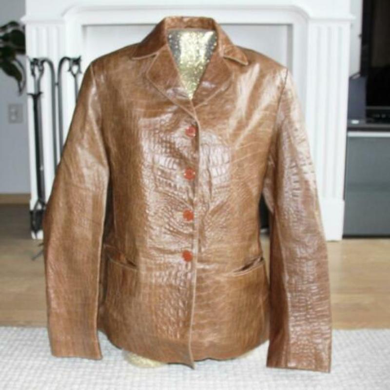Prachtige Leren Ginger Jas (L)
