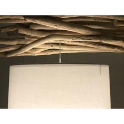 Hanglamp metaal / drijfhout incl. 4 kappen