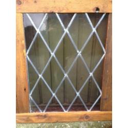 Brocant glas in lood paneel / 70 x 117 cm.