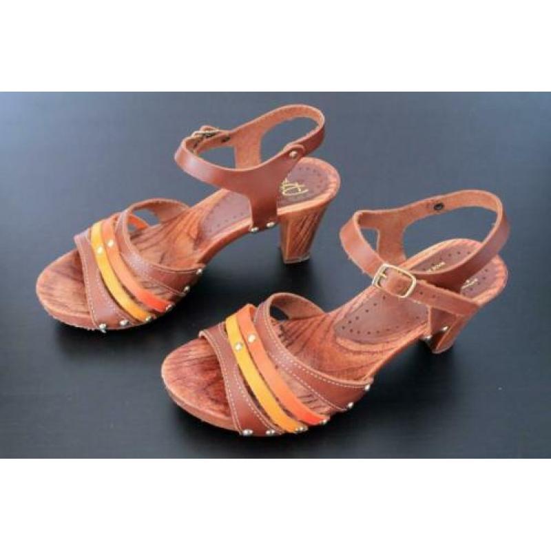 Dames bruin leren platform sandalen sandaal op hak maat 36