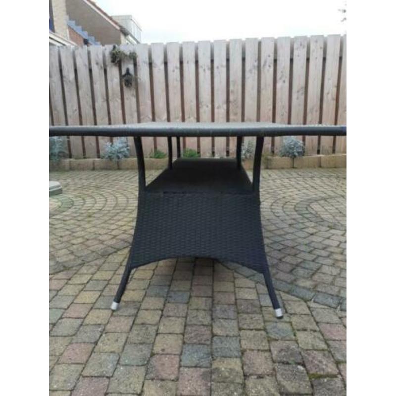 mooie zwarte tuinmeubelset, tafel en 4 stoelen