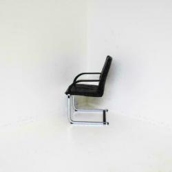 Fröscher Vergaderstoelen, Slede-Stoelen, Leren Stoelen,Zwart