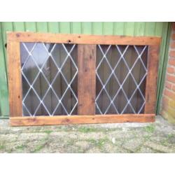 Brocant glas in lood paneel / 70 x 117 cm.