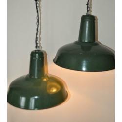 3 pcs vintage emaille industriële lamp. Jaren '40-'50.