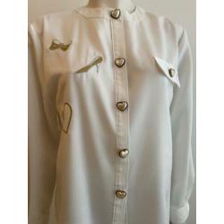 Vintage blouse met hartjes knopen L