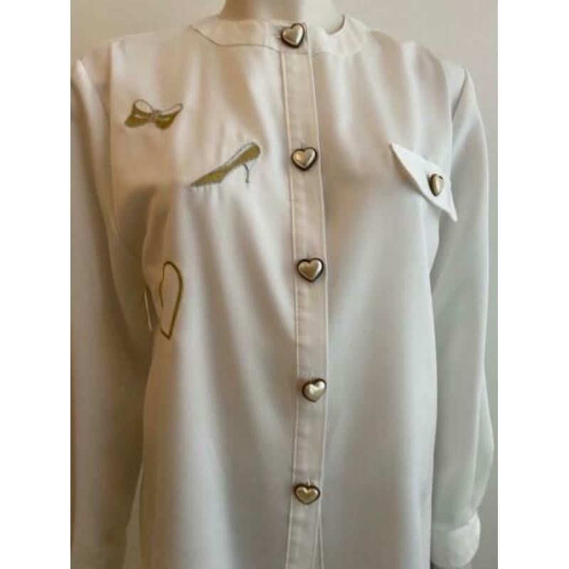 Vintage blouse met hartjes knopen L