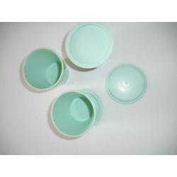 6 Mokken Bekers met bordje, 190 ml tupperware (D9)