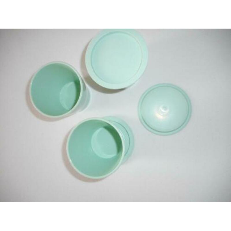 6 Mokken Bekers met bordje, 190 ml tupperware (D9)
