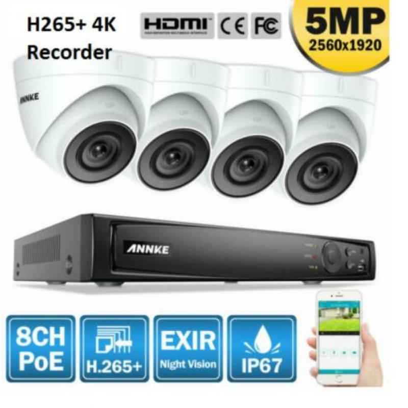 Beveiligingscamera POE IP ONVIF H265+ 8MP 4K 5MP camera's