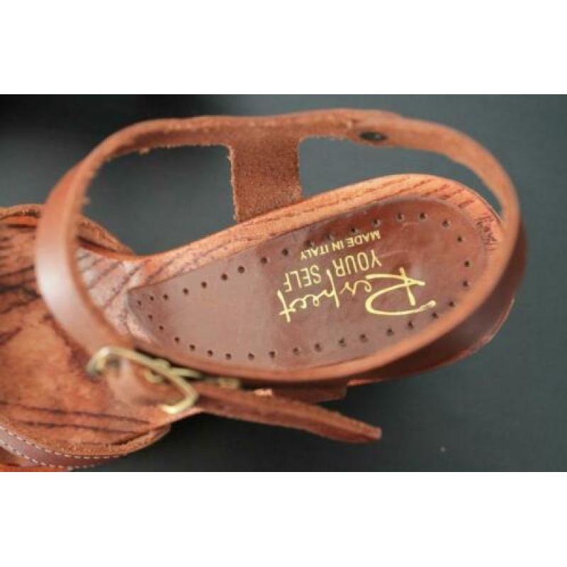 Dames bruin leren platform sandalen sandaal op hak maat 36