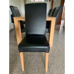 6 stoelen zwart leer