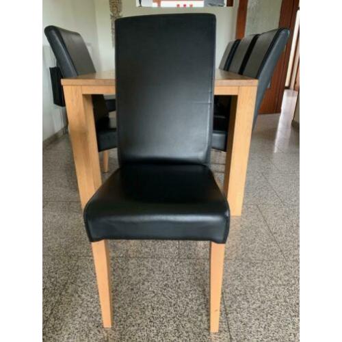 6 stoelen zwart leer