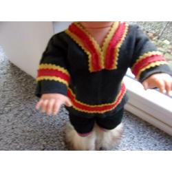 Vintage pop jaren 70 jongen 34cm/eskimo kleding+pop