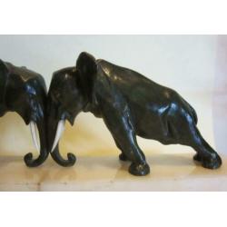 Art deco bronzen boekensteunen olifanten Oscar Waldmann