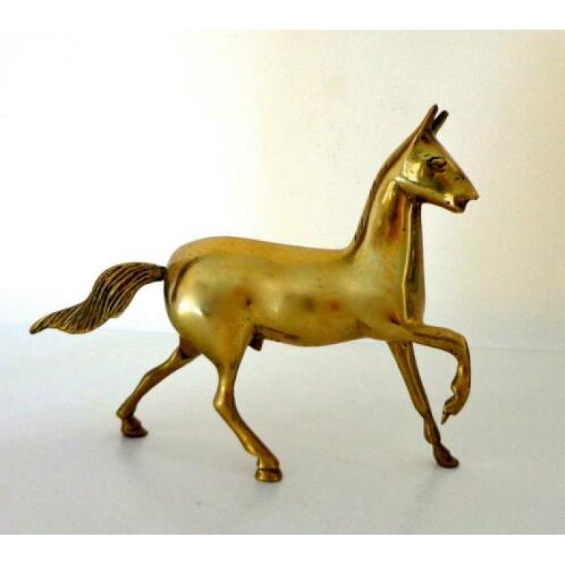 Brons/koper beeldje paard met lange staart 4307-b