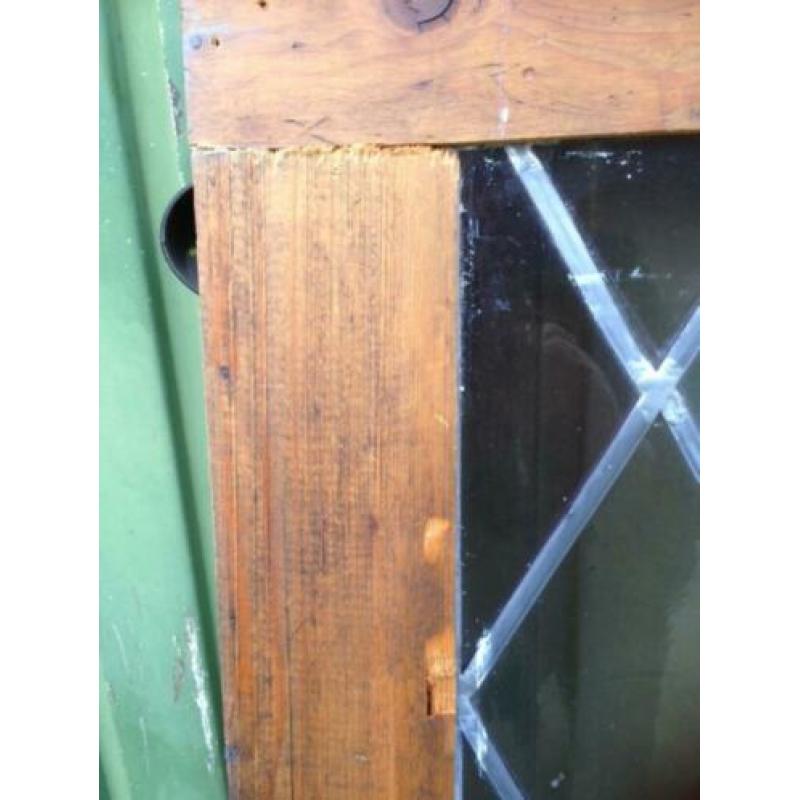 Brocant glas in lood paneel / 70 x 117 cm.