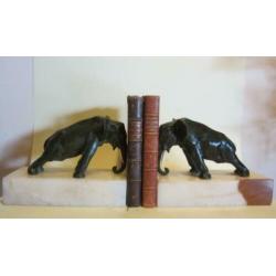 Art deco bronzen boekensteunen olifanten Oscar Waldmann
