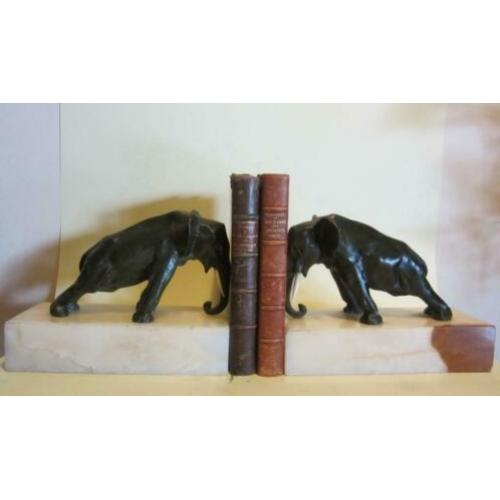 Art deco bronzen boekensteunen olifanten Oscar Waldmann