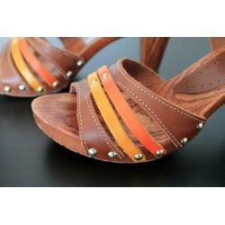 Dames bruin leren platform sandalen sandaal op hak maat 36