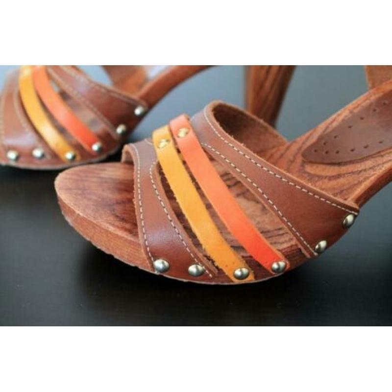 Dames bruin leren platform sandalen sandaal op hak maat 36