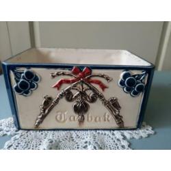 Oude antieke tabaksdoos blauw/wit