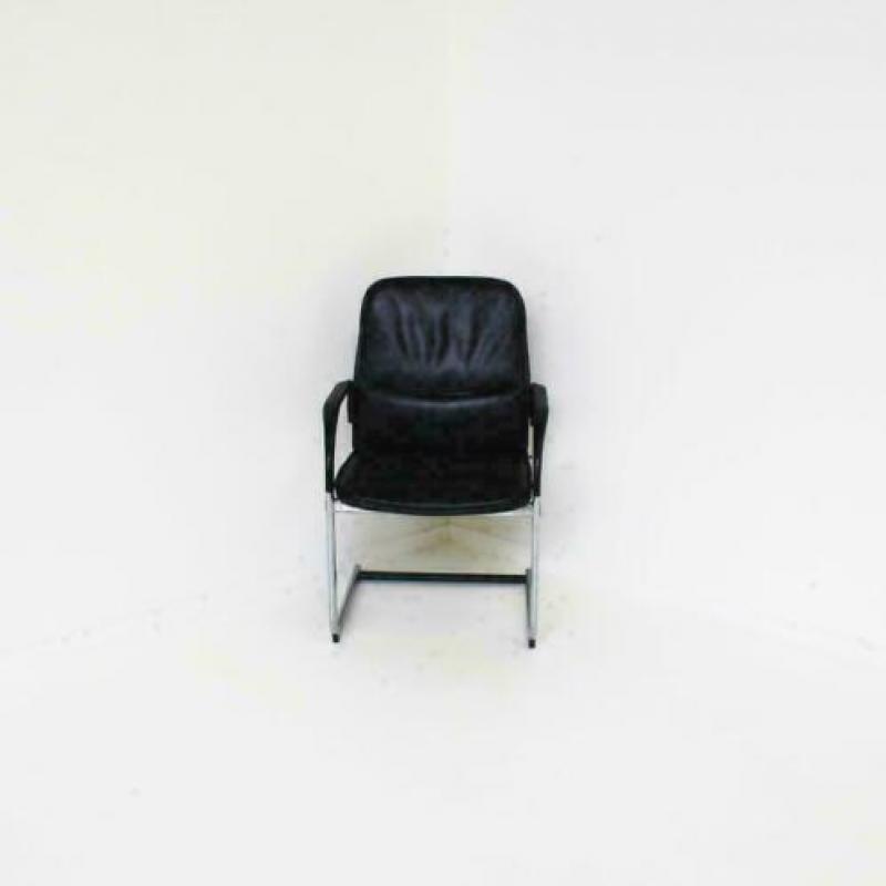 Fröscher Vergaderstoelen, Slede-Stoelen, Leren Stoelen,Zwart