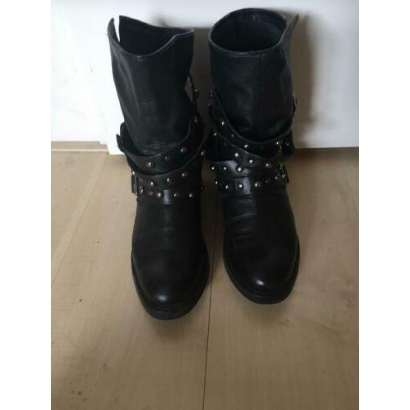 Zgst zwarte biker-boots SPM, met studs, 38