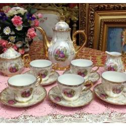 Oud mokka /thee servies compleet /set dresden porselein