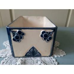 Oude antieke tabaksdoos blauw/wit