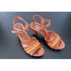Dames bruin leren platform sandalen sandaal op hak maat 36