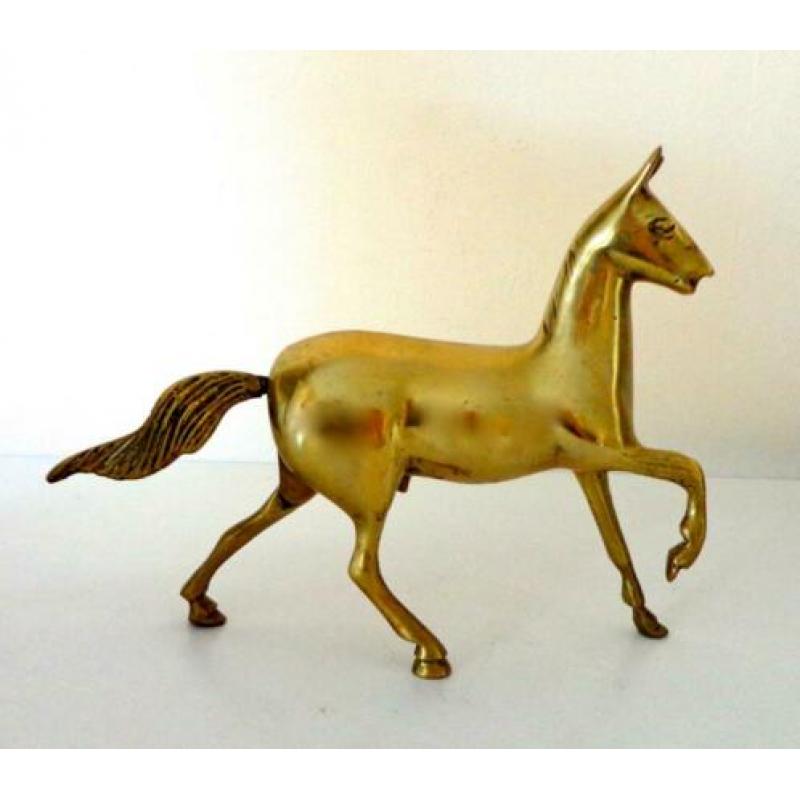 Brons/koper beeldje paard met lange staart 4307-b