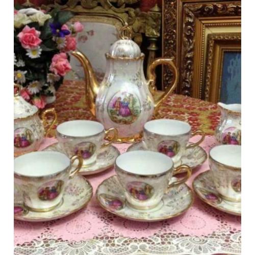 Oud mokka /thee servies compleet /set dresden porselein