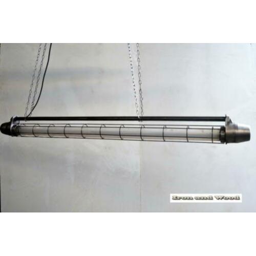 Industriele oude gepolijste TL lamp met matte tube 165 cm