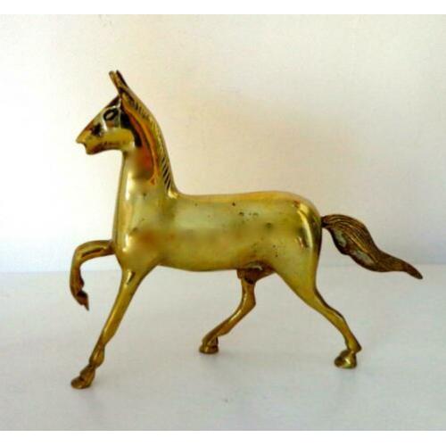 Brons/koper beeldje paard met lange staart 4307-b