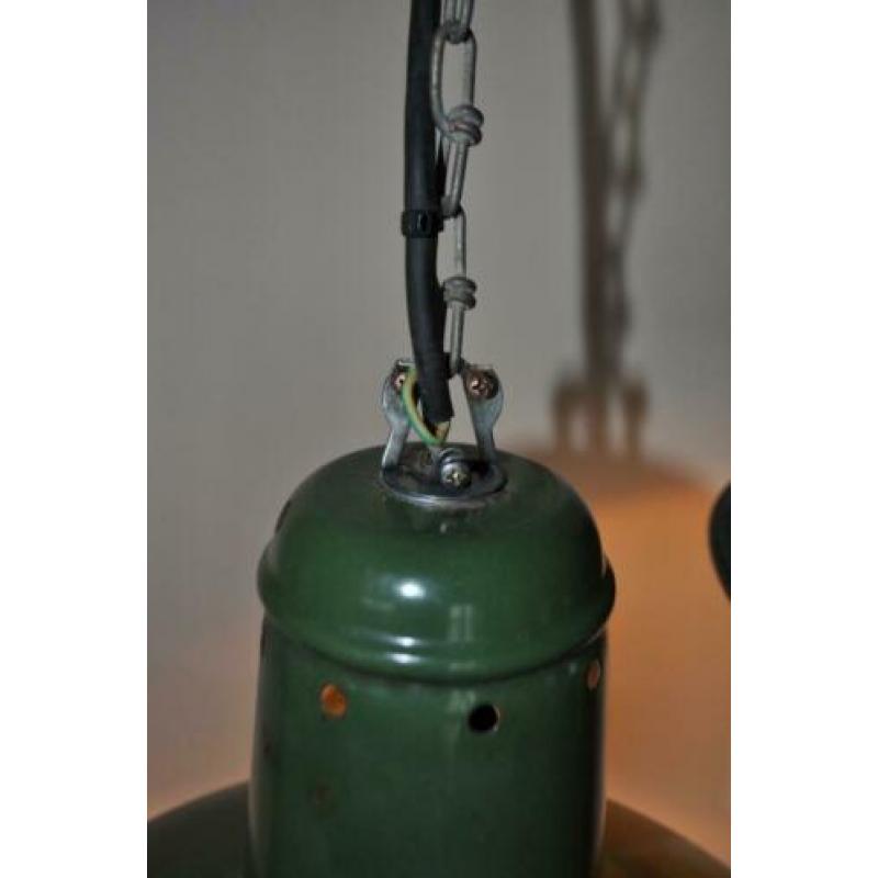 3 pcs vintage emaille industriële lamp. Jaren '40-'50.