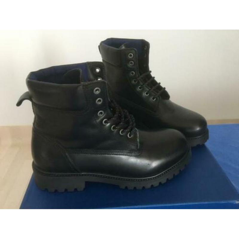 Armani Jeans, zwarte lederen heren boots, maat 43