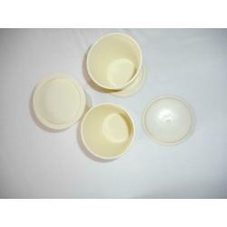 6 Mokken Bekers met bordje, 190 ml tupperware (D9)