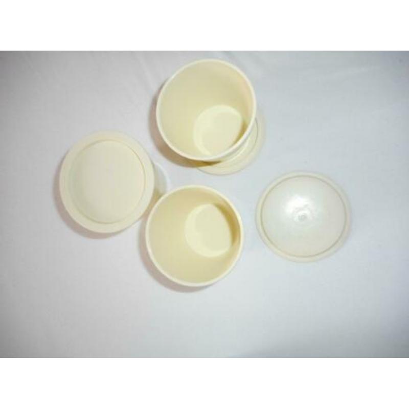 6 Mokken Bekers met bordje, 190 ml tupperware (D9)