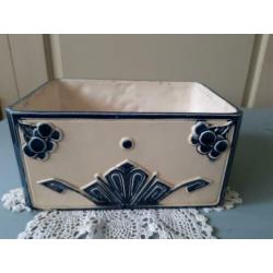 Oude antieke tabaksdoos blauw/wit