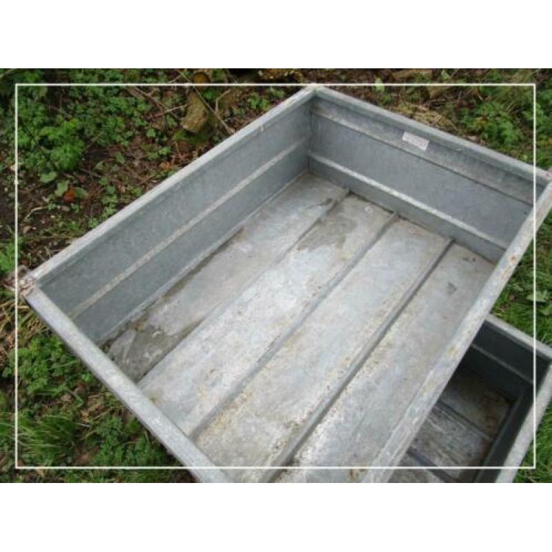 Industriële zinken transportbak houtbak plantenbak (82 cm)