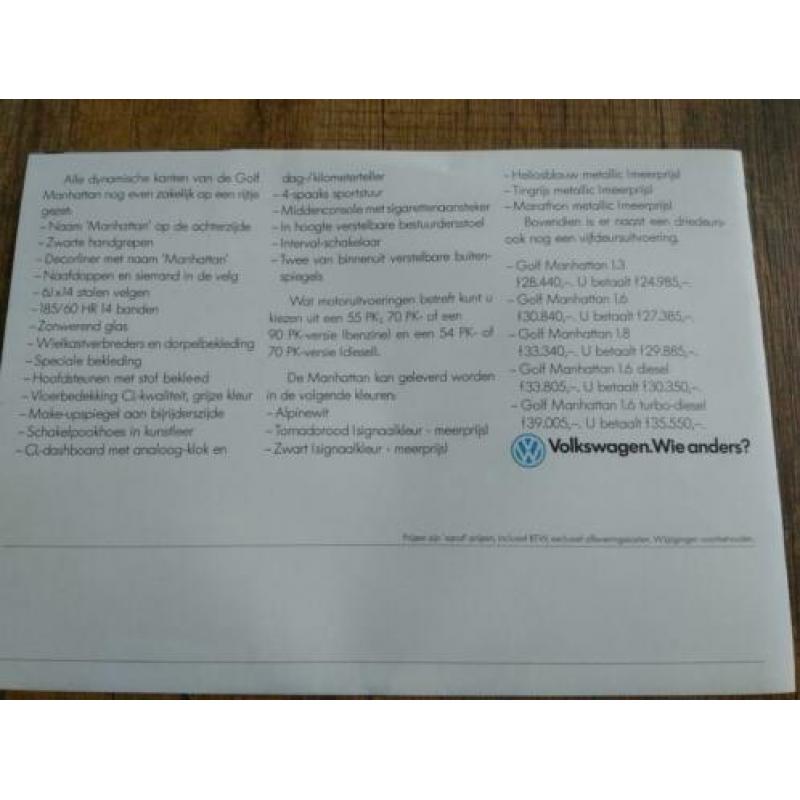 Volkswagen golf 2 Manhattan folder