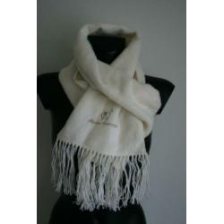 ALPACA CAMARGO wol shawl wolwit NIEUW 175 x 22 cm